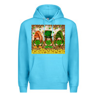 Ocean Blue St. Patrick's Day gnomies with leopard tumbler Premium Hoodie - HowdyJamesFarm