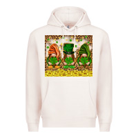 Pale Pink St. Patrick's Day gnomies with leopard tumbler Premium Hoodie - HowdyJamesFarm