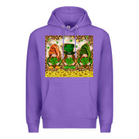 Purple St. Patrick's Day gnomies with leopard tumbler Premium Hoodie - HowdyJamesFarm