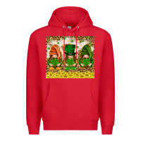 Red St. Patrick's Day gnomies with leopard tumbler Premium Hoodie - HowdyJamesFarm