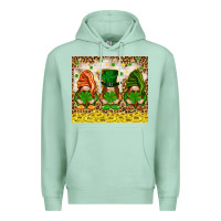 Seafoam St. Patrick's Day gnomies with leopard tumbler Premium Hoodie - HowdyJamesFarm
