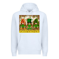 White St. Patrick's Day gnomies with leopard tumbler Premium Hoodie - HowdyJamesFarm