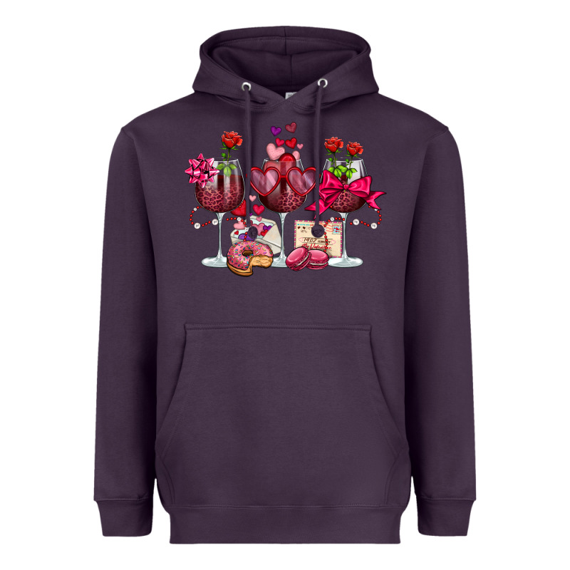 Valentine's Day Wine Glasses Heavyweight Hoodie by OliviaCreatesArt | Teevron