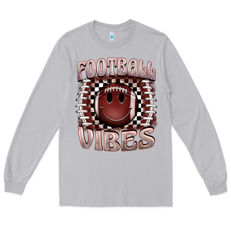 Football Vibes Smiley Face Long Sleeve Tee by BarkalooDesign | Teevron