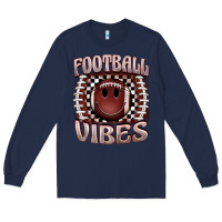 Navy football vibes smiley face Long Sleeve Tee - BarkalooDesign