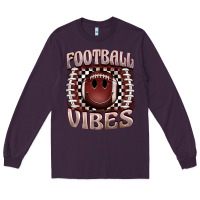 Plum football vibes smiley face Long Sleeve Tee - BarkalooDesign