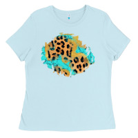 Baby Blue glitter leopard turquoise patch Ladies Tee - AdoDesignShop