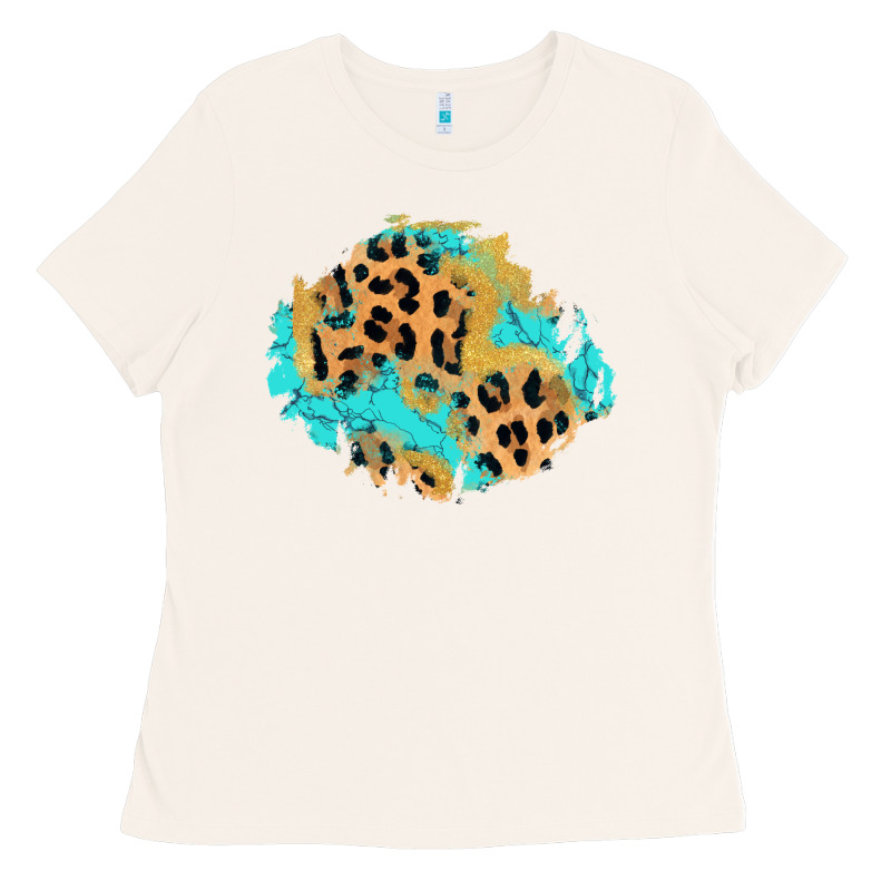 Glitter Leopard Turquoise Patch Ladies Tee by AdoDesignShop | Teevron