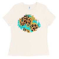 Bone glitter leopard turquoise patch Ladies Tee - AdoDesignShop
