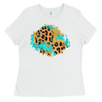 White glitter leopard turquoise patch Ladies Tee - AdoDesignShop