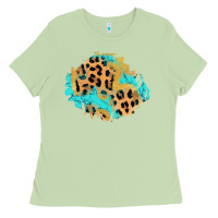 Matcha glitter leopard turquoise patch Ladies Tee - AdoDesignShop