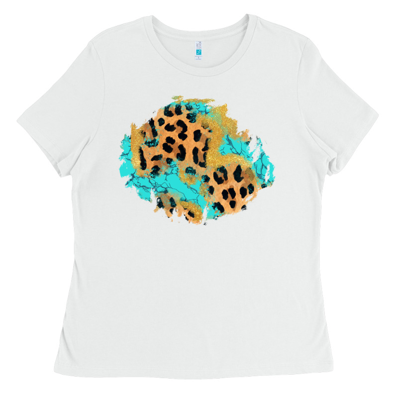 Glitter Leopard Turquoise Patch Ladies Tee by AdoDesignShop | Teevron