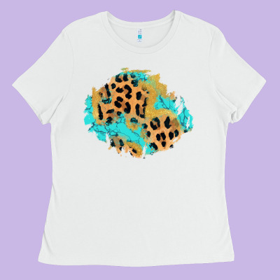 Glitter Leopard Turquoise Patch Ladies Tee Designed By Adodesignshop