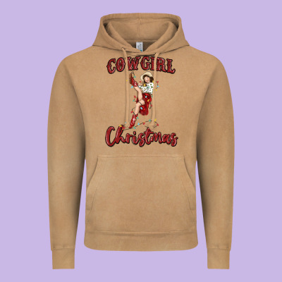 Cowgirl Christmas Vintage Hoodie Designed By Maliassmallbusiness