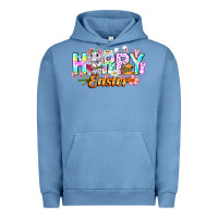 Pigment Pebble Blue Happy Easter Urban Hoodie - CowhideDigitalArt