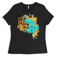 Black glitter leopard turquoise patch Ladies Tee - AdoDesignShop