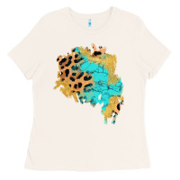 Bone glitter leopard turquoise patch Ladies Tee - AdoDesignShop