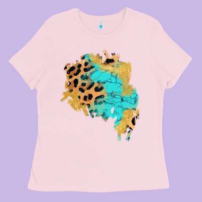 Glitter Leopard Turquoise Patch Ladies Tee Designed By Adodesignshop