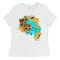 White glitter leopard turquoise patch Ladies Tee - AdoDesignShop