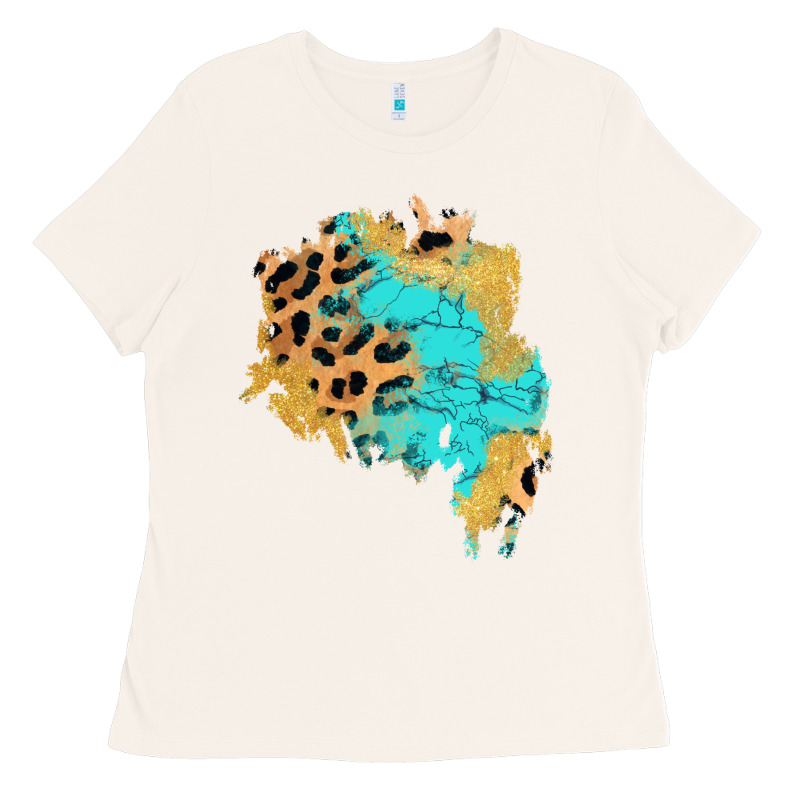 Glitter Leopard Turquoise Patch Ladies Tee by AdoDesignShop | Teevron