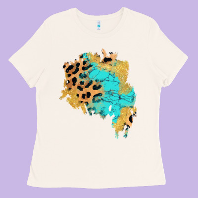 Glitter Leopard Turquoise Patch Ladies Tee Designed By Adodesignshop