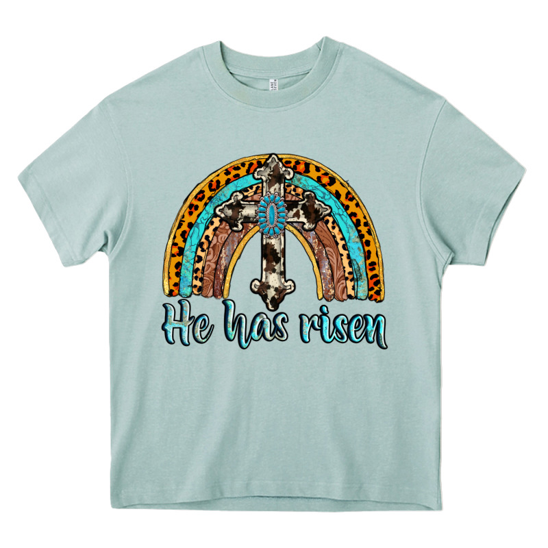 He Has Risen Rainbow Heavy Core Tee by AdoDesignShop | Teevron