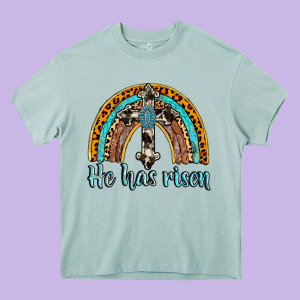 He Has Risen Rainbow Heavy Core Tee Designed By Adodesignshop