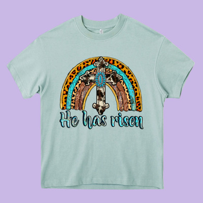 He Has Risen Rainbow Heavy Core Tee Designed By Adodesignshop