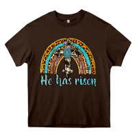 Chocolate Brown he has risen rainbow Heavy Core Tee - AdoDesignShop
