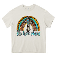 Cream he has risen rainbow Heavy Core Tee - AdoDesignShop
