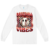 White baseball vibes smiley face Long Sleeve Tee - BarkalooDesign