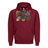 Burgundy speech therapist mardi gras cowgirl Zipper Hoodie - CowGirlArtShop