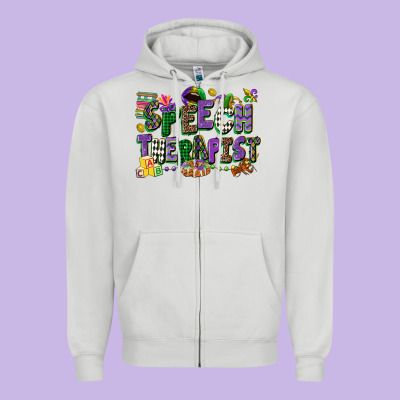 Speech Therapist Mardi Gras Cowgirl Zipper Hoodie Designed By Cowgirlartshop