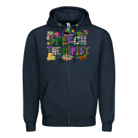 Navy speech therapist mardi gras cowgirl Zipper Hoodie - CowGirlArtShop