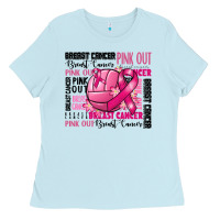 Baby Blue volleyball pink out breast cancer Ladies Tee - RanaPortraitStore