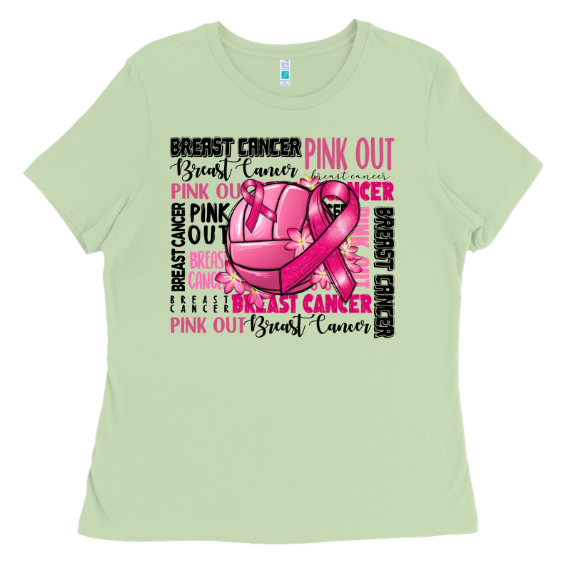 Volleyball Pink Out Breast Cancer Ladies Tee by RanaPortraitStore | Teevron