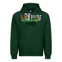 Forest Green Happy Easter Urban Hoodie - CowhideDigitalArt