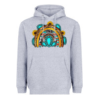 Heather Grey western gemstones sunflowers rainbow Heavyweight Hoodie - OliviaCreatesArt