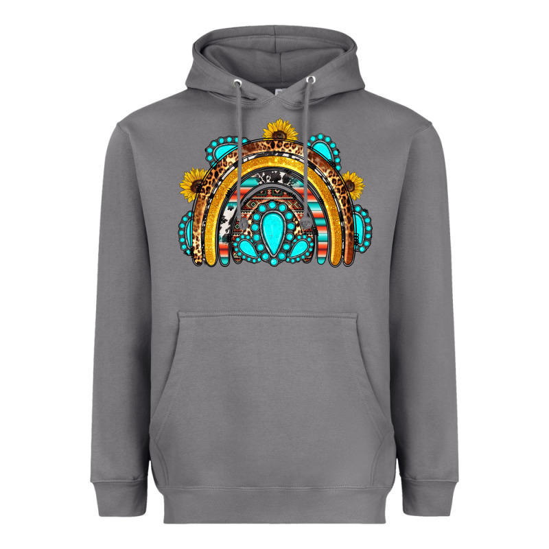Western Gemstones Sunflowers Rainbow Heavyweight Hoodie by OliviaCreatesArt | Teevron