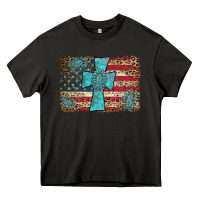 Asphalt flag and turquoise cross Heavy Core Tee - AdoDesignShop