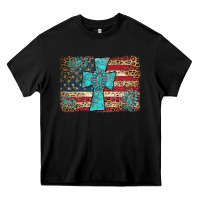 Black flag and turquoise cross Heavy Core Tee - AdoDesignShop