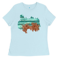 Baby Blue wood leather patch Ladies Tee - AdoDesignShop