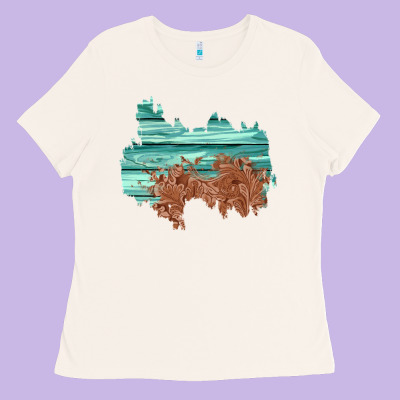 Wood Leather Patch Ladies Tee Designed By Adodesignshop