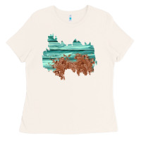 Bone wood leather patch Ladies Tee - AdoDesignShop