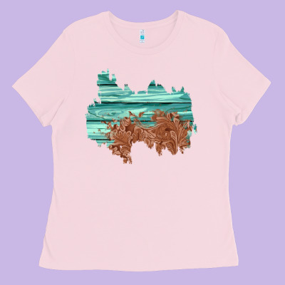 Wood Leather Patch Ladies Tee Designed By Adodesignshop
