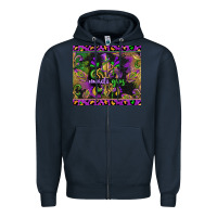 Navy mardi gras fleur de lis Zipper Hoodie - CowGirlArtShop
