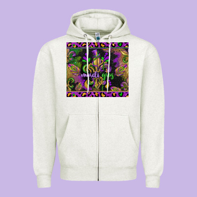 Mardi Gras Fleur De Lis Zipper Hoodie Designed By Cowgirlartshop