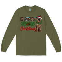 Army Green merry christmas german shepherd Long Sleeve Tee - RanaPortraitStore