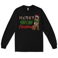 Black merry christmas german shepherd Long Sleeve Tee - RanaPortraitStore