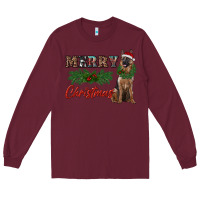 Burgundy merry christmas german shepherd Long Sleeve Tee - RanaPortraitStore